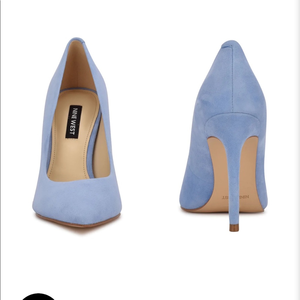 Nine West (NEW) Fresh Pointy Toe Pumps - light blue suede, size 6